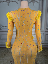 Load image into Gallery viewer, Sheer Multicolor Crystal Floral Appliqué Gown