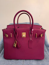 Load image into Gallery viewer, (Togo Leather) Purple with red undertones Sloan Bag (silver)(gold)