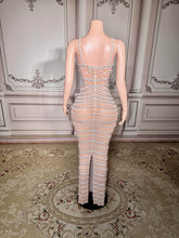 Load image into Gallery viewer, Nude Illusion Pearl & Crystal
Fringe Gown