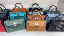 Load image into Gallery viewer, Non Branded- No Logo (Ostrich Skin) 19 cm Handmade Luxury Ostrich Skin Leather Bag with Lambskin leather Interior.