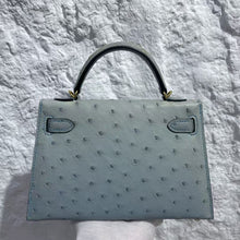 Load image into Gallery viewer, Non Branded- No Logo (Ostrich Skin) 19 cm Handmade Luxury Ostrich Skin Leather Bag with Lambskin leather Interior.