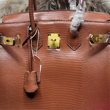 Load image into Gallery viewer, Brown Sloan Bag Lizard (gold)