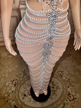 Load image into Gallery viewer, Nude Illusion Pearl & Crystal
Fringe Gown