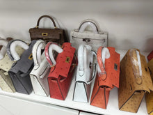 Load image into Gallery viewer, Non Branded- No Logo (Ostrich Skin) 19 cm Handmade Luxury Ostrich Skin Leather Bag with Lambskin leather Interior.