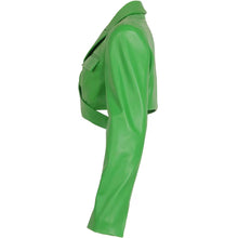 Load image into Gallery viewer, Tie-Back Cropped Leather Jacket