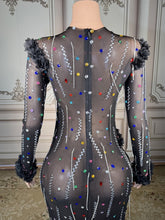 Load image into Gallery viewer, Sheer Multicolor Crystal Floral Appliqué Gown