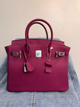 Load image into Gallery viewer, (Togo Leather) Purple with red undertones Sloan Bag (silver)(gold)