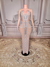 Load image into Gallery viewer, Nude Illusion Pearl & Crystal
Fringe Gown