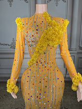 Load image into Gallery viewer, Sheer Multicolor Crystal Floral Appliqué Gown