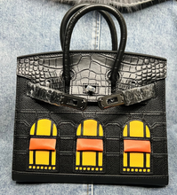 Load image into Gallery viewer, Chic Black Croc-Embossed Mini Window Bag
