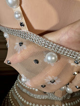 Load image into Gallery viewer, Nude Illusion Pearl &amp; Crystal
Fringe Gown
