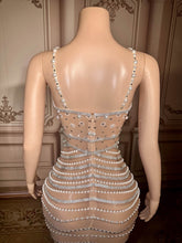 Load image into Gallery viewer, Nude Illusion Pearl &amp; Crystal
Fringe Gown
