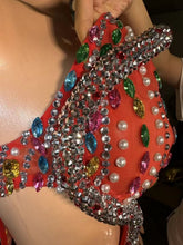 Load image into Gallery viewer, One-Shoulder Pearl &amp; Multicolor Crystal Cutout Gown
