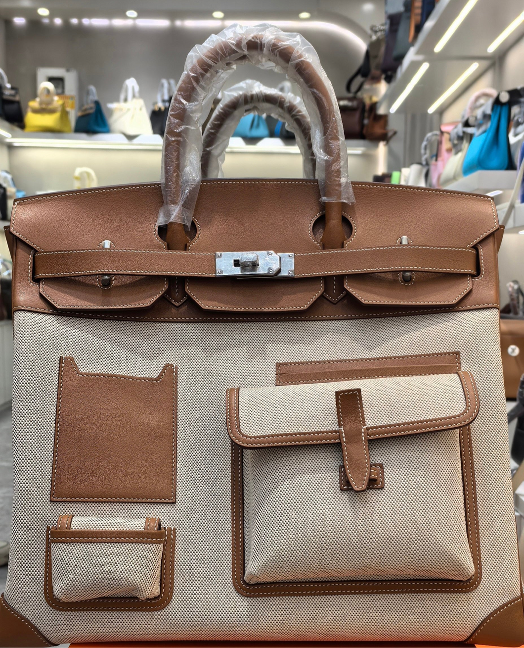 (Canvas and Leather) Sloan Bag 40cm (silver)