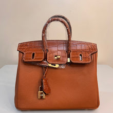 Load image into Gallery viewer, **Multiple Colors**Non Branded-No Logo 25 cm genuine Togo leather featuring an embossed crocodile print.
