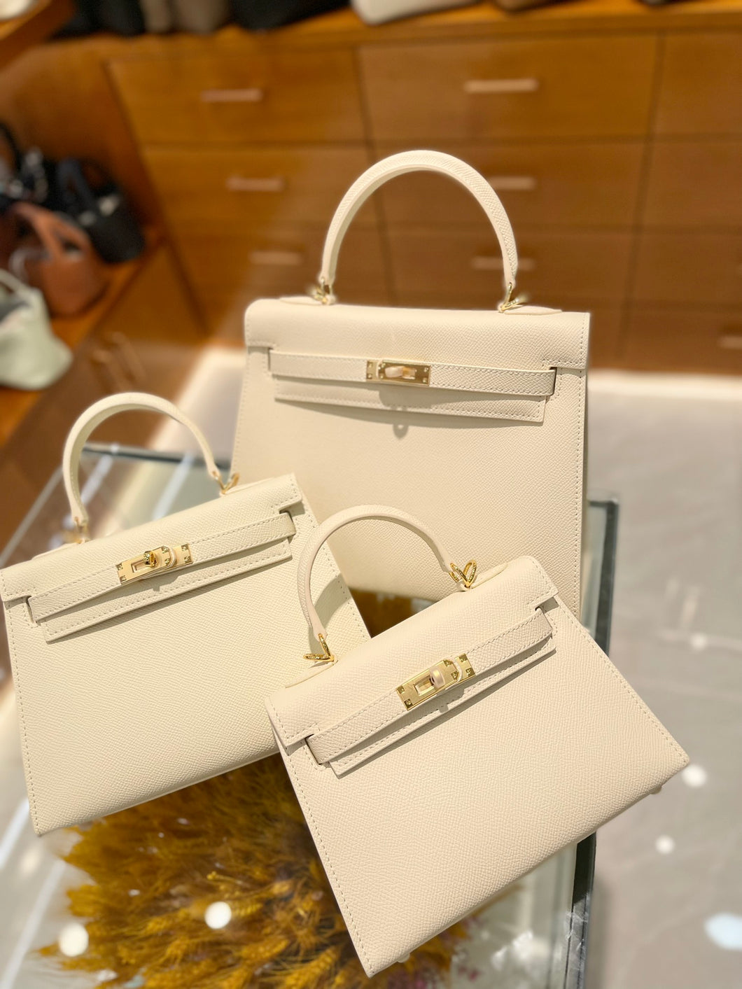(Epsom Leather) White Kelli Bag 25cm