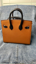 Load image into Gallery viewer, (Epsom Leather) Brown Croc Embossed Window Bag 20cm
