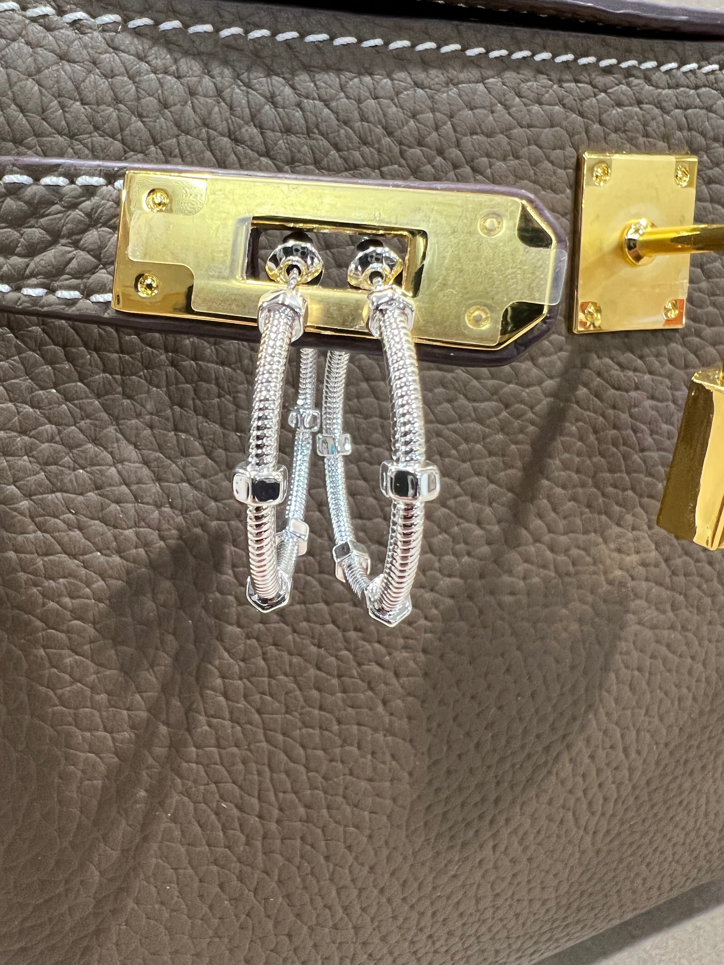 18k White Gold Plated 35mm Earring