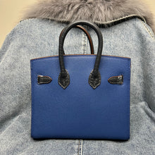 Load image into Gallery viewer, (Epsom Leather) Blue Croc Embossed Window Bag 20cm
