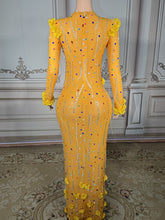 Load image into Gallery viewer, Sheer Multicolor Crystal Floral Appliqué Gown

