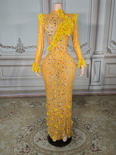 Load image into Gallery viewer, Sheer Multicolor Crystal Floral Appliqué Gown
