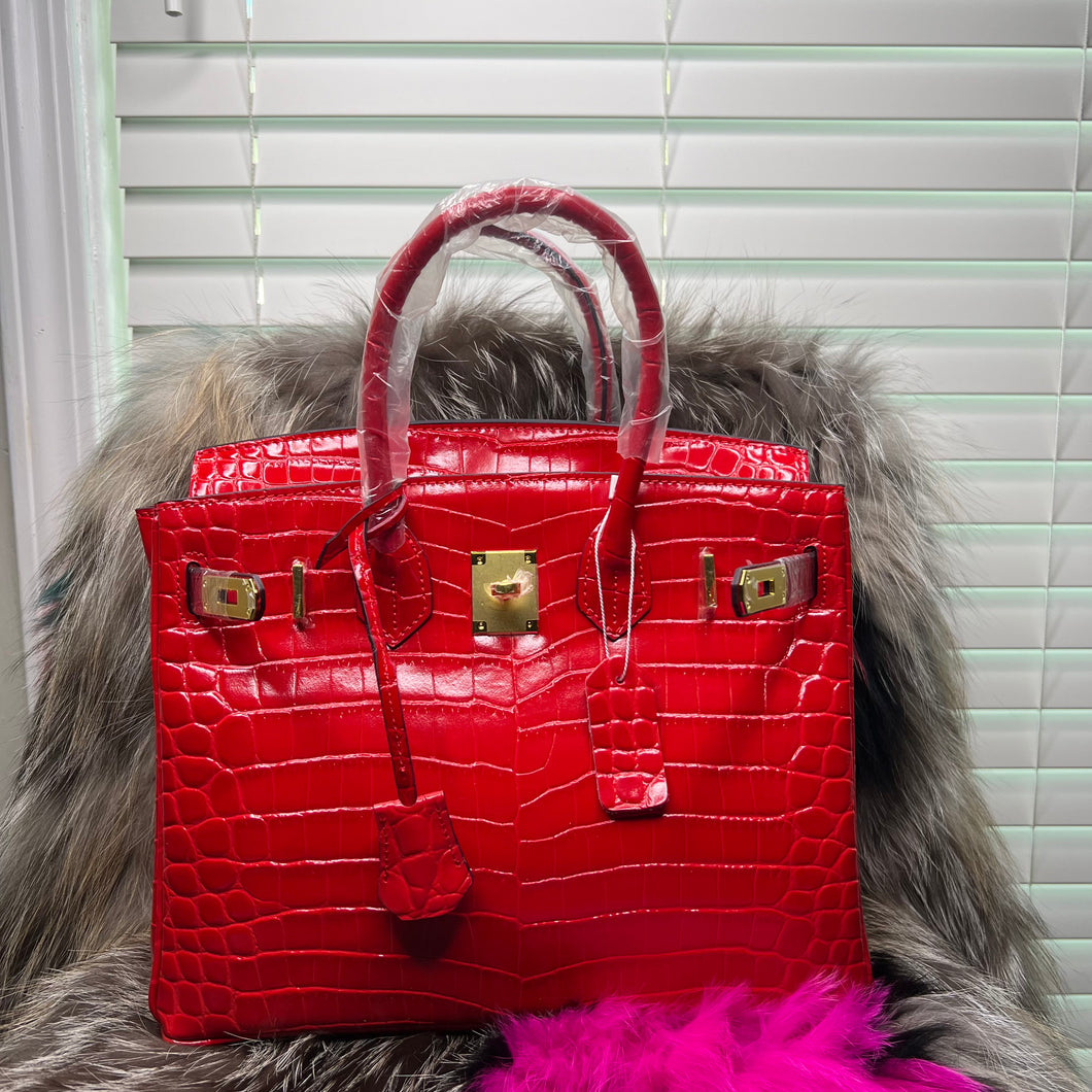 Hermes 30cm Red Crocodile Birkin Bag