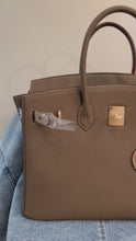 Load and play video in Gallery viewer, (Togo Leather) Brown/Taupe Sloan Bag (gold)
