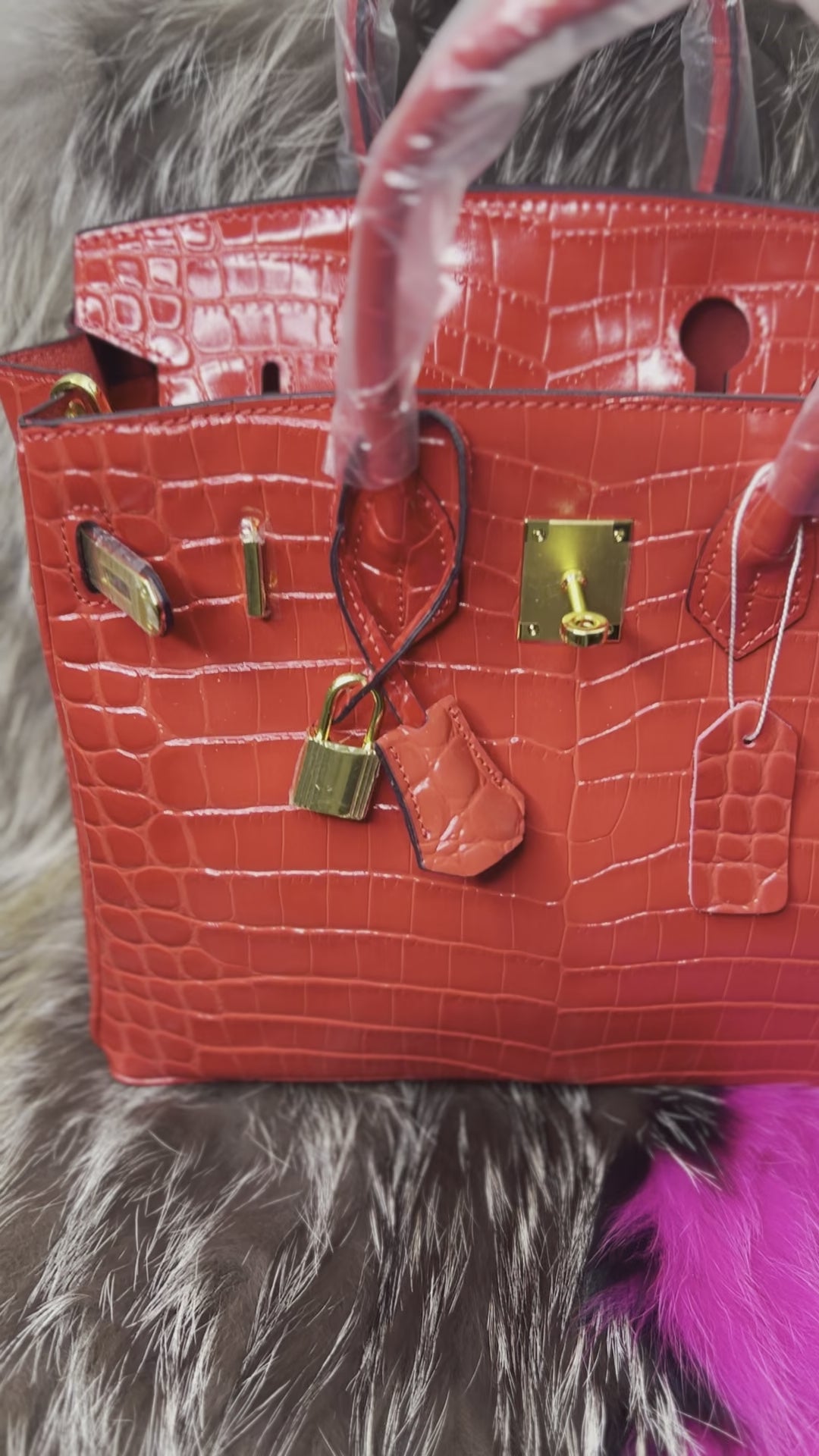 Hermes 30cm Red Crocodile Birkin Bag